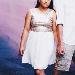 Windsor Gold and White Sequin Dress